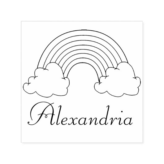キッズレインボーと雲パーソナライズされたかわいらし セルフインキングスタンプ (デザイン)