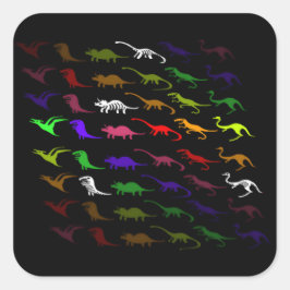 キッズレインボーカッコいいカラフルかわいい恐竜 スクエアシール