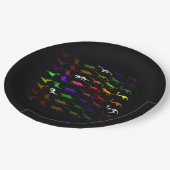 キッズレインボーカッコいいカラフルかわいい恐竜 ペーパープレート (アングル)