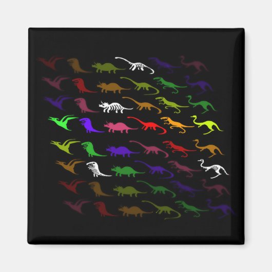 キッズレインボーカッコいいカラフルかわいい恐竜 マグネット (正面)