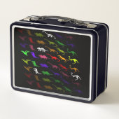 キッズレインボーカッコいいカラフルかわいい恐竜 メタルランチボックス (裏面)