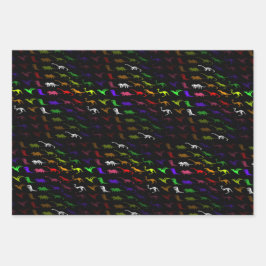 キッズレインボーカッコいいカラフルかわいい恐竜 ラッピングペーパーシート