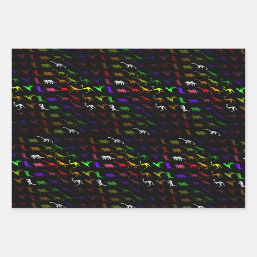 キッズレインボーカッコいいカラフルかわいい恐竜 ラッピングペーパーシート (正面)