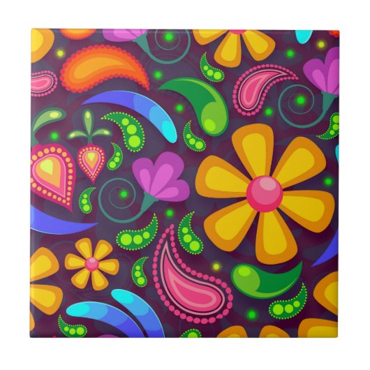 キッズレインボーカラー抽象芸術 タイル (正面)