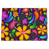 キッズレインボーカラー抽象芸術 ラージペーパーバッグ (正面)