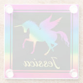 キッズレインボーグラデーションユニコーンシルエット ガラスコースター (裏面)