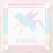 キッズレインボーグラデーションユニコーンシルエット ガラスコースター (裏面)
