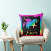キッズレインボーグラデーションユニコーンシルエット クッション (椅子)