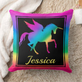 キッズレインボーグラデーションユニコーンシルエット クッション (ブランケット)