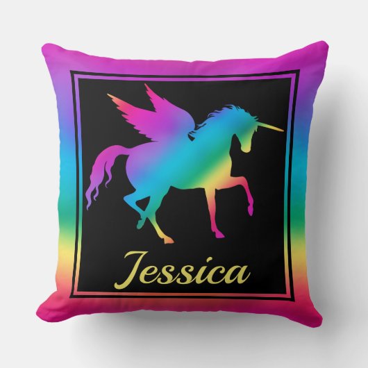 キッズレインボーグラデーションユニコーンシルエット クッション (正面)