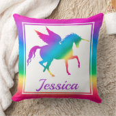 キッズレインボーグラデーションユニコーンシルエット クッション (ブランケット)