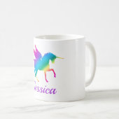 キッズレインボーグラデーションユニコーンシルエット コーヒーマグカップ (正面右)