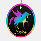 キッズレインボーグラデーションユニコーンシルエット セラミックオーナメント (左)