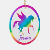キッズレインボーグラデーションユニコーンシルエット セラミックオーナメント (右)