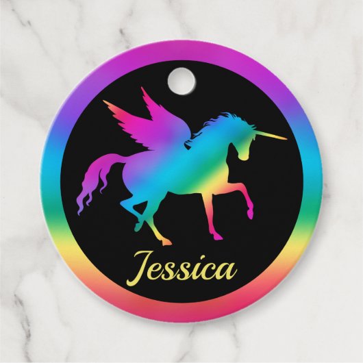 キッズレインボーグラデーションユニコーンシルエット フェイバータグ (正面)