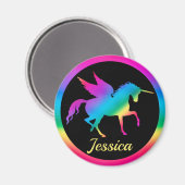キッズレインボーグラデーションユニコーンシルエット マグネット (正面/裏面)