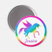 キッズレインボーグラデーションユニコーンシルエット マグネット (正面/裏面)