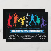 キッズレインボージャンプトランポリン誕生日パーティー 招待状 (正面/裏面)