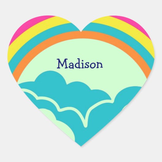 キッズレインボーハート名シール ハートシール (正面)