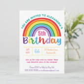 キッズレインボーバースデーパーティーカラフルガールかわいらしズ 招待状 (スタンド正面)