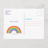 キッズレインボーバースデーパーティーカラフルガールズかわいらし インビテーションポストカード (裏面)