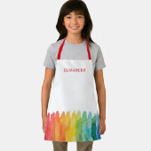 キッズレインボーパーソナライズされたウォーター・カラー・スクール・アート エプロン (インサイチュ)