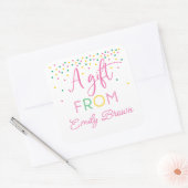 キッズレインボーパーソナライズされたギフトステッカー スクエアシール (封筒)