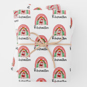 キッズレインボーパーソナライズされたクリスマス ラッピングペーパーシート (インサイチュ)