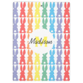 キッズレインボーパーソナライズされたバニーシルエットかわいい クリップボード (裏面)