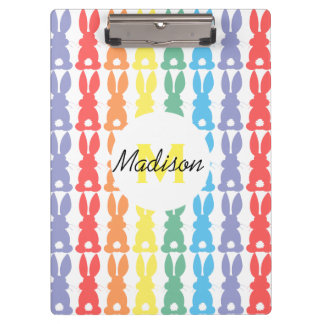キッズレインボーパーソナライズされたバニーシルエットかわいい クリップボード