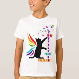 キッズレインボープライドキャットとバタフライTシャツ Tシャツ
