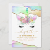 キッズレインボーユニコーン誕生日 招待状 (正面)