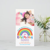 キッズレインボー誕生日カスタムフォト招待状 (スタンド正面)