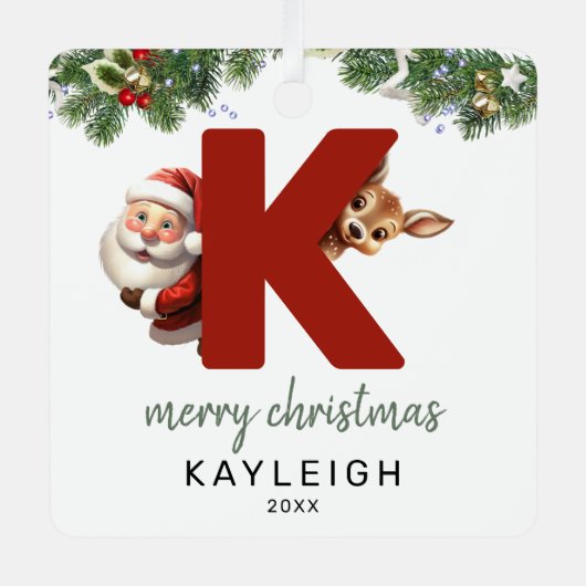 キッズレターKモノグラムクリスマスツリー メタルオーナメント (正面)