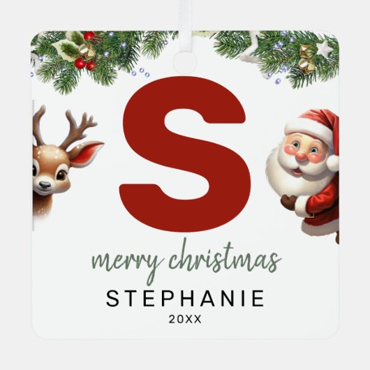 キッズレターSモノグラムクリスマスツリー メタルオーナメント (正面)