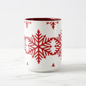 キッズレッドクリスマススノーフレークパーティーマグカップ ツートーンマグカップ (中央)