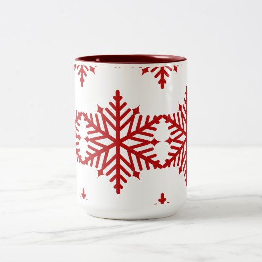 キッズレッドクリスマススノーフレークパーティーマグカップ ツートーンマグカップ (中央)