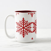 キッズレッドクリスマススノーフレークパーティーマグカップ ツートーンマグカップ (左)