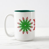 キッズレッドグリーンクリスマススノーフレークパーティーマグカップ ツートーンマグカップ (左)