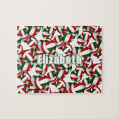 キッズレッドグリーンバレーボールチームカラー ジグソーパズル (横)