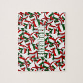 キッズレッドグリーンバレーボールチームカラー ジグソーパズル (縦)