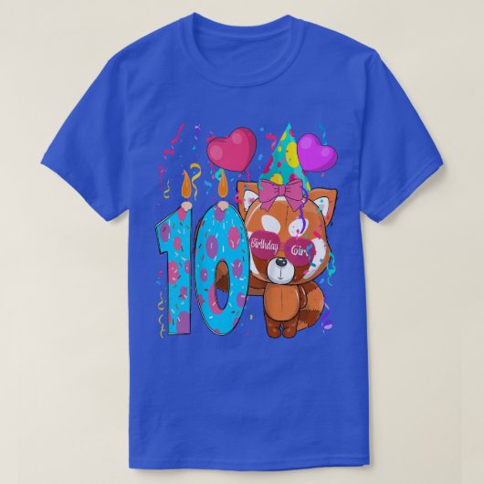 キッズレッドパンダ10誕生日ガール私は10歳 Tシャツ (デザイン正面)