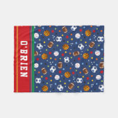 キッズレッドパーソナライズされたス数々のポーツフリーススロー フリースブランケット (正面(横))