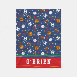 キッズレッドパーソナライズされたス数々のポーツフリーススロー フリースブランケット