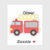 キッズレッドパーソナライズされた消防車のシール シール (シート)