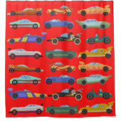 キッズレッドレースカーシャワーカーテン シャワーカーテン (正面)