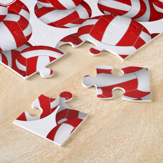 キッズレッド白バレーボールチームの色 ジグソーパズル (側面)