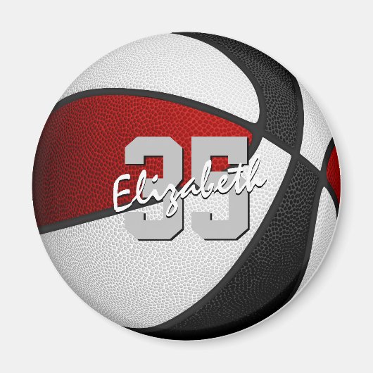 キッズレッド黒バスケットチームカラー マグネット (正面)