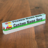 キッズレッド/イエローダンプトラック デスクネームプレート (側面)