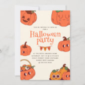 キッズレトロカワイカボチャハローウィンパーティ 招待状 (正面)